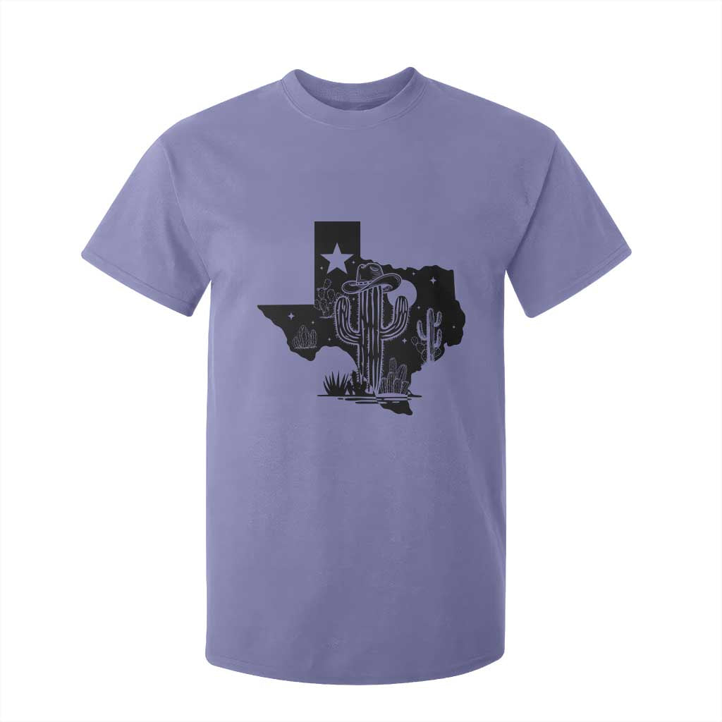 Western Pride Gift T Shirt For Kid Cactus Texas Map With Cowboy Hat TS12 Violet Print Your Wear