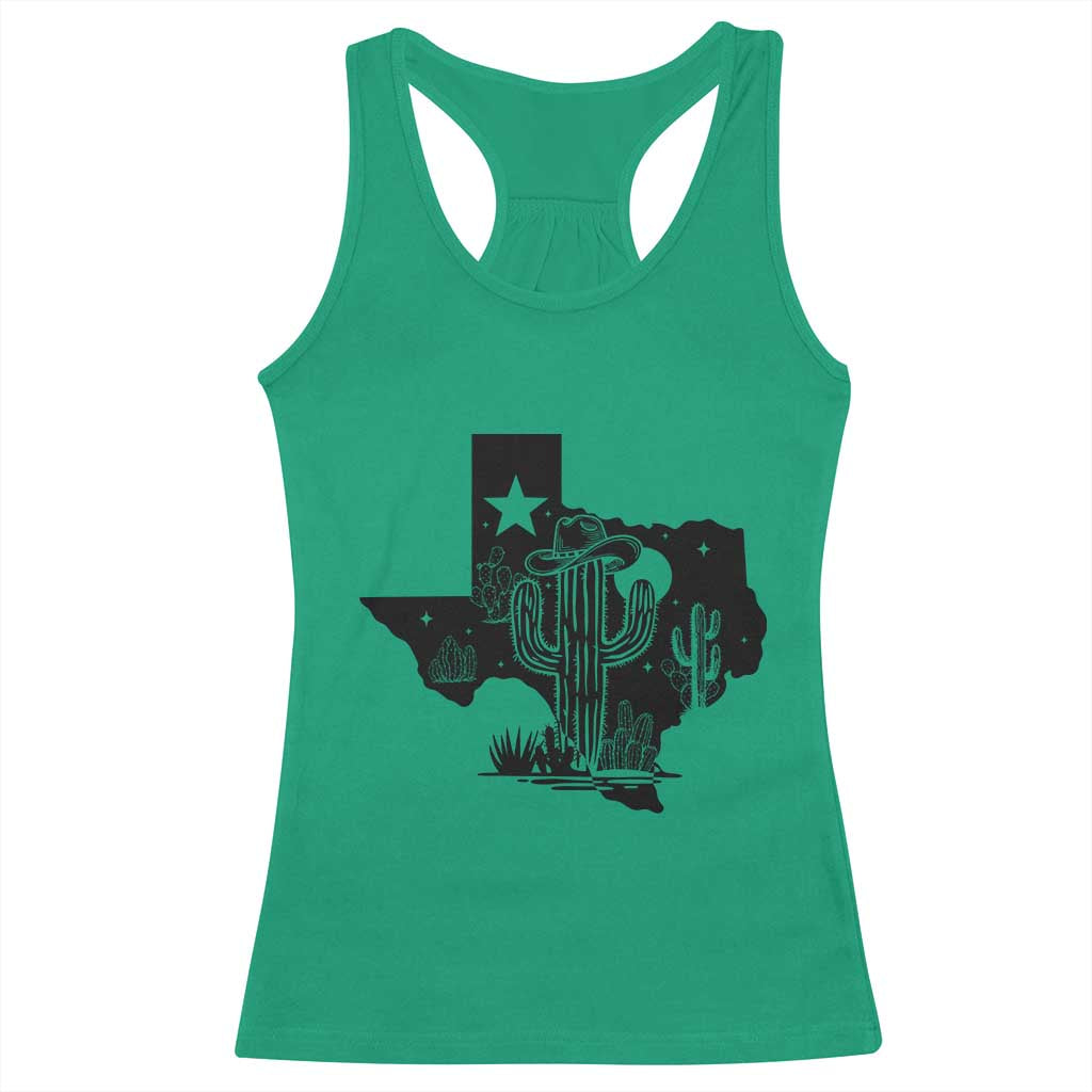 Western Pride Gift Racerback Tank Top Cactus Texas Map With Cowboy Hat TS12 Irish Green Print Your Wear