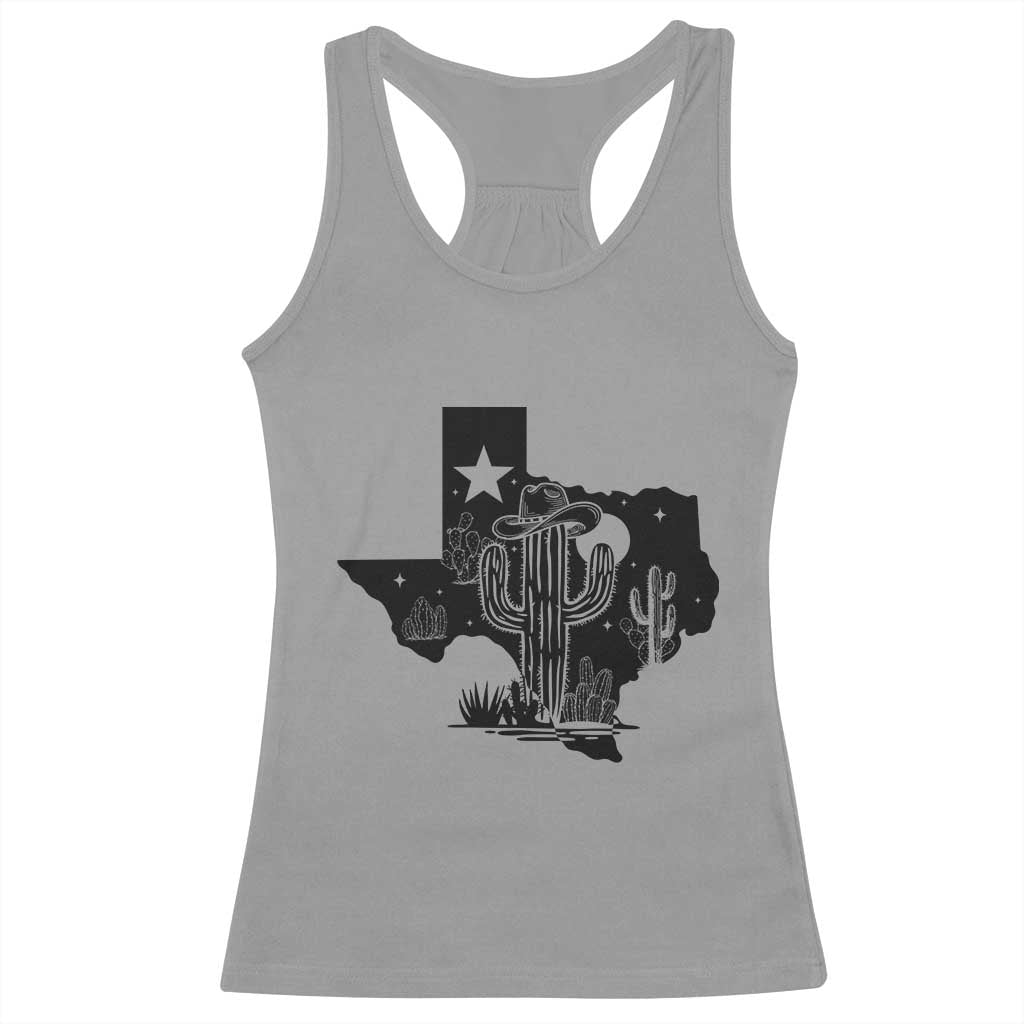 Western Pride Gift Racerback Tank Top Cactus Texas Map With Cowboy Hat TS12 Sport Gray Print Your Wear