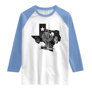 Western Pride Gift Raglan Shirt Cactus Texas Map With Cowboy Hat TS12 White Carolina Blue Print Your Wear
