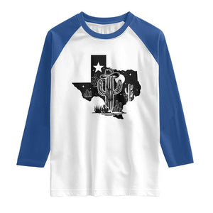 Western Pride Gift Raglan Shirt Cactus Texas Map With Cowboy Hat TS12 White Royal Print Your Wear