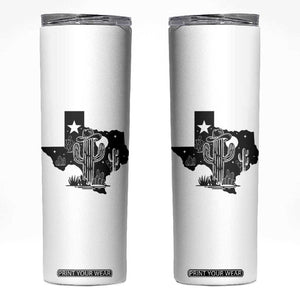 Western Pride Gift Skinny Tumbler Cactus Texas Map With Cowboy Hat TS12 White Print Your Wear
