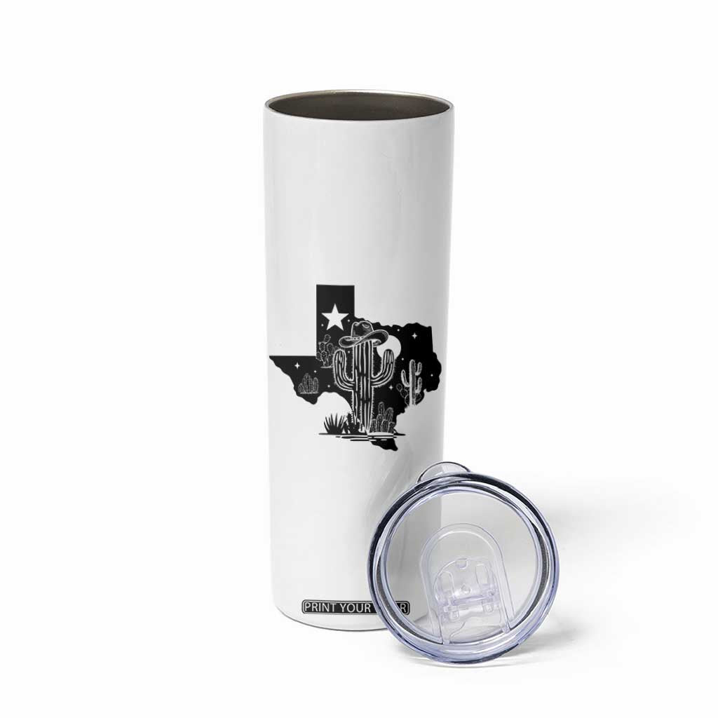 Western Pride Gift Skinny Tumbler Cactus Texas Map With Cowboy Hat TS12 Print Your Wear