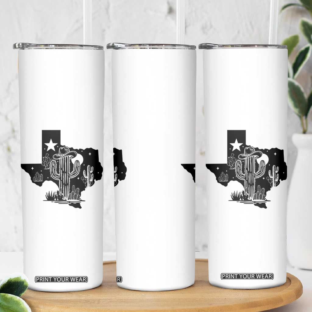 Western Pride Gift Skinny Tumbler Cactus Texas Map With Cowboy Hat TS12 Print Your Wear