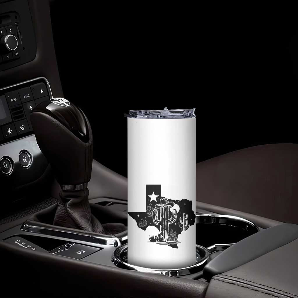 Western Pride Gift Skinny Tumbler Cactus Texas Map With Cowboy Hat TS12 Print Your Wear