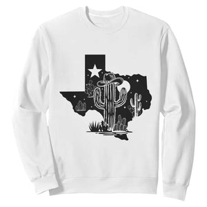 Western Pride Gift Sweatshirt Cactus Texas Map With Cowboy Hat TS12 White Print Your Wear