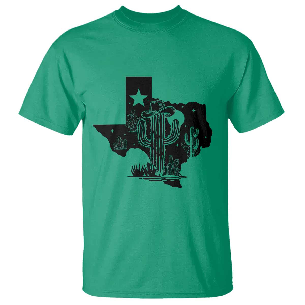 Western Pride Gift T Shirt Cactus Texas Map With Cowboy Hat TS12 Irish Green Print Your Wear