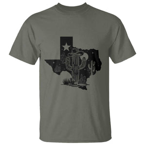 Western Pride Gift T Shirt Cactus Texas Map With Cowboy Hat TS12 Military Green Print Your Wear