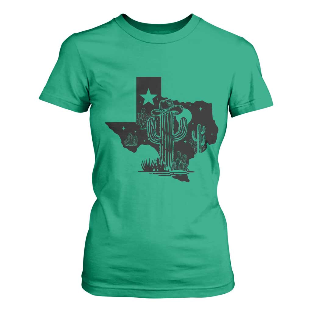 Western Pride Gift T Shirt For Women Cactus Texas Map With Cowboy Hat TS12 Irish Green Print Your Wear