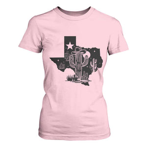 Western Pride Gift T Shirt For Women Cactus Texas Map With Cowboy Hat TS12 Light Pink Print Your Wear