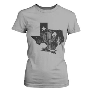 Western Pride Gift T Shirt For Women Cactus Texas Map With Cowboy Hat TS12 Sport Gray Print Your Wear
