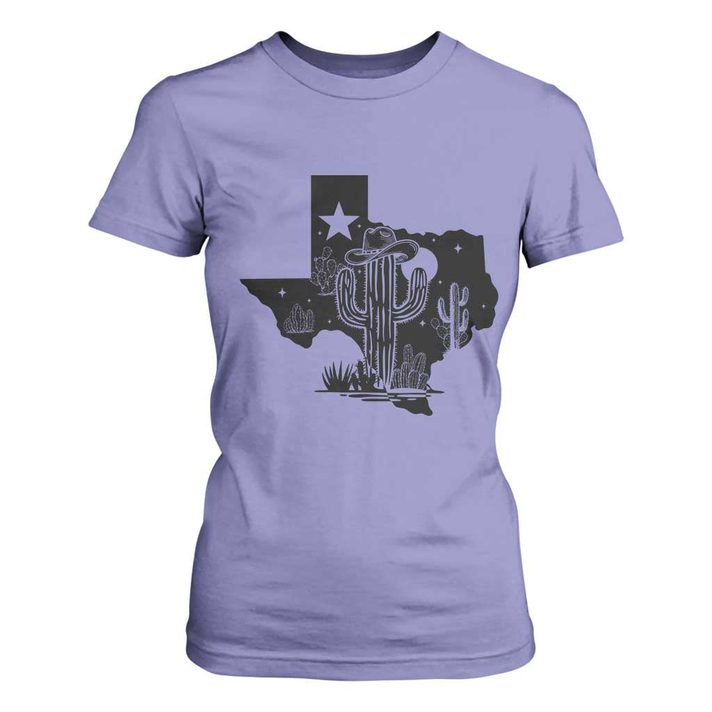Western Pride Gift T Shirt For Women Cactus Texas Map With Cowboy Hat TS12 Violet Print Your Wear