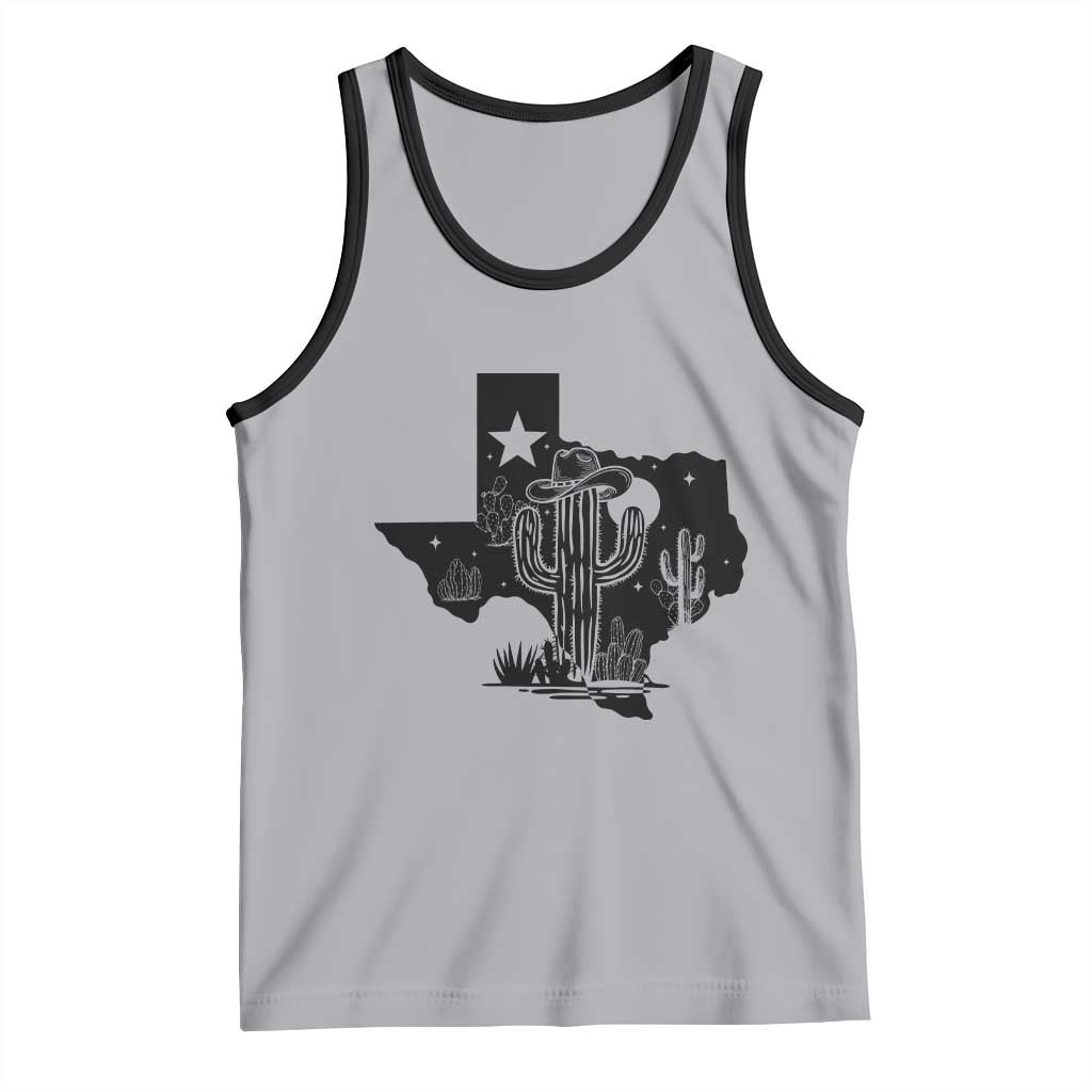 Western Pride Gift Tank Top Cactus Texas Map With Cowboy Hat TS12 Athletic Heather Black Print Your Wear