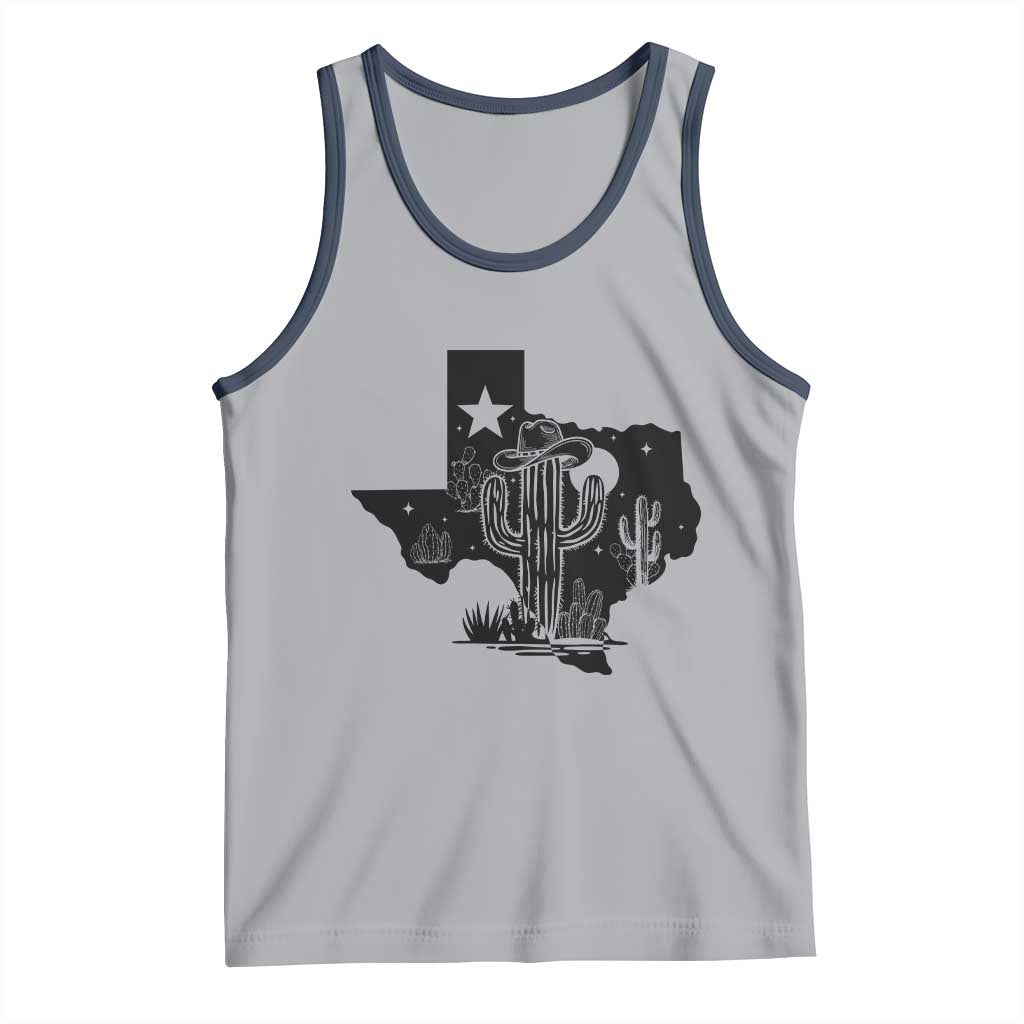 Western Pride Gift Tank Top Cactus Texas Map With Cowboy Hat TS12 Athletic Heather Navy Print Your Wear