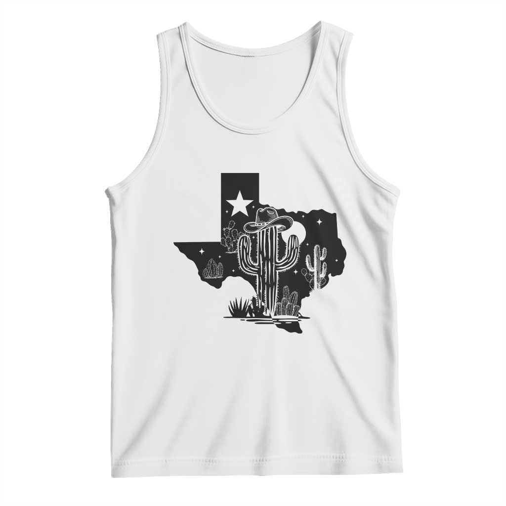 Western Pride Gift Tank Top Cactus Texas Map With Cowboy Hat TS12 White Print Your Wear