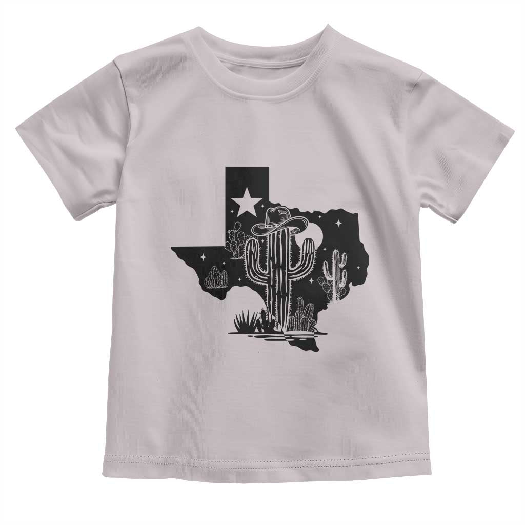 Western Pride Gift Toddler T Shirt Cactus Texas Map With Cowboy Hat TS12 Ice Gray Print Your Wear