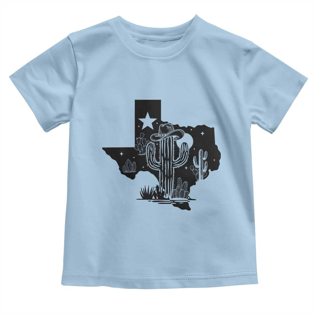Western Pride Gift Toddler T Shirt Cactus Texas Map With Cowboy Hat TS12 Light Blue Print Your Wear
