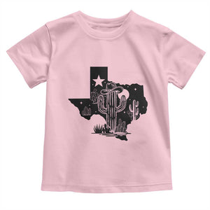 Western Pride Gift Toddler T Shirt Cactus Texas Map With Cowboy Hat TS12 Light Pink Print Your Wear