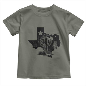 Western Pride Gift Toddler T Shirt Cactus Texas Map With Cowboy Hat TS12 Military Green Print Your Wear