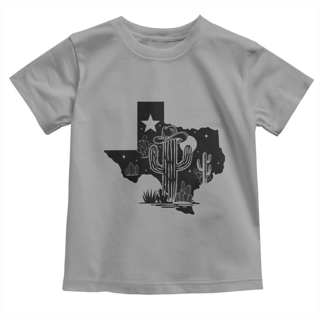 Western Pride Gift Toddler T Shirt Cactus Texas Map With Cowboy Hat TS12 Sport Gray Print Your Wear