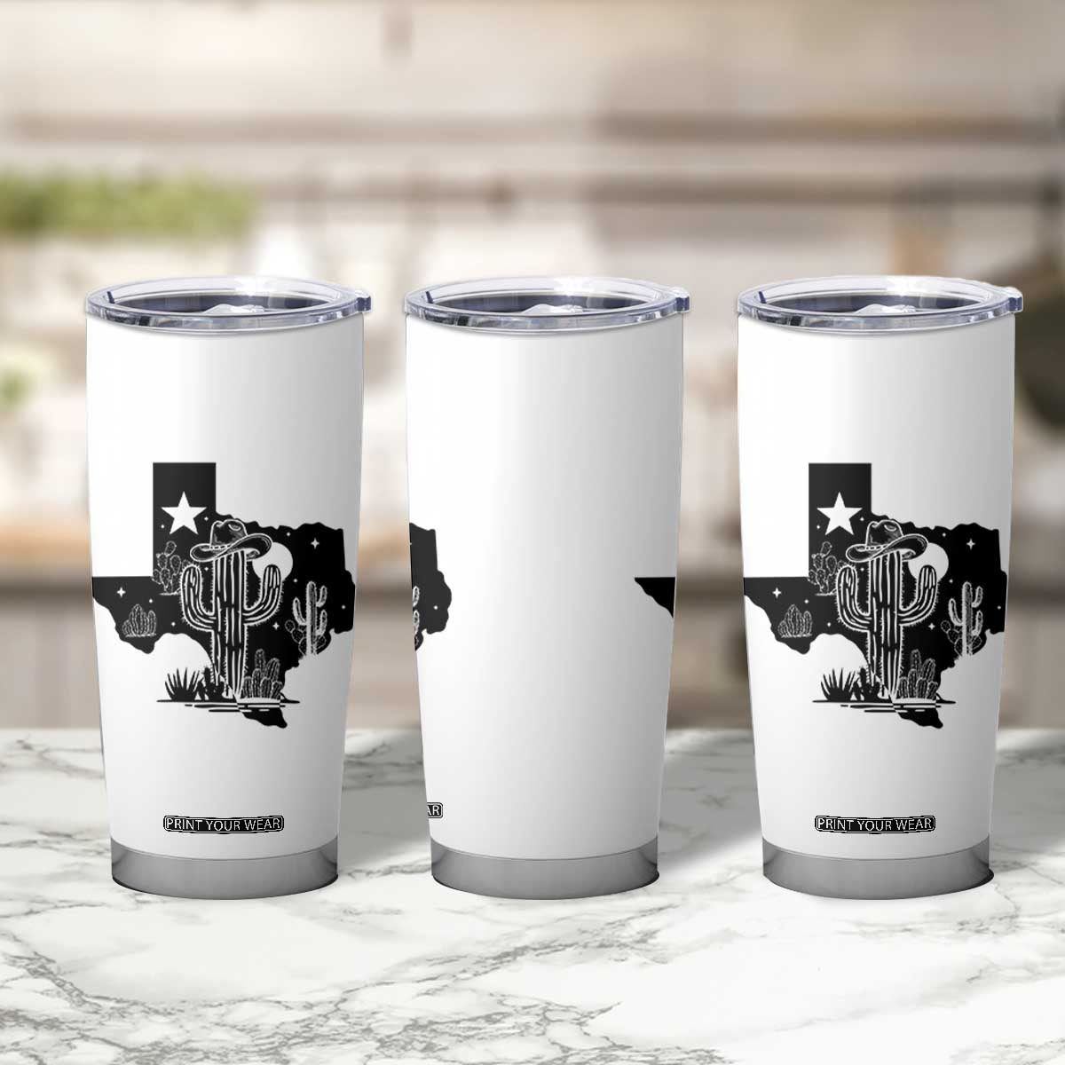 Western Pride Gift Tumbler Cup Cactus Texas Map With Cowboy Hat TS12 Print Your Wear