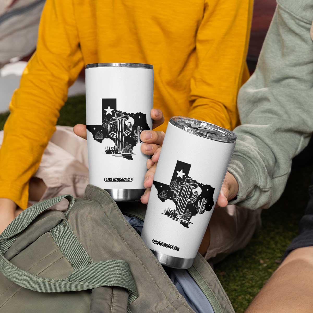 Western Pride Gift Tumbler Cup Cactus Texas Map With Cowboy Hat TS12 Print Your Wear