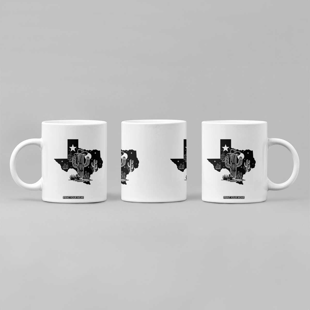 Western Pride Gift Coffee Mug Cactus Texas Map With Cowboy Hat TS12 Print Your Wear