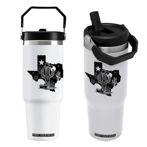 Western Pride Gift Flip Straw Tumbler Cactus Texas Map With Cowboy Hat TS12 One Size: 30 oz White Print Your Wear