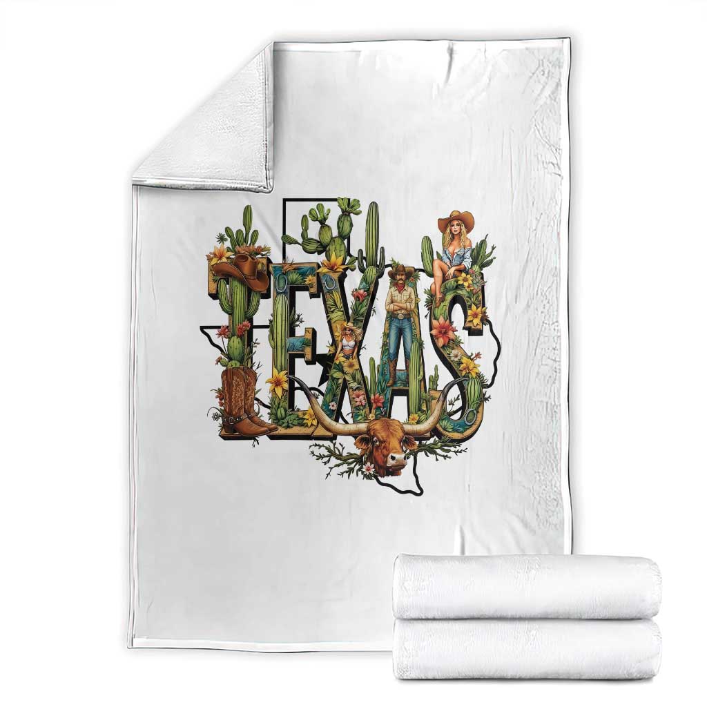 Texas Cowboy And Cowgirl Throw Blanket Vintage Cactus Gift Idea TS12 White Print Your Wear