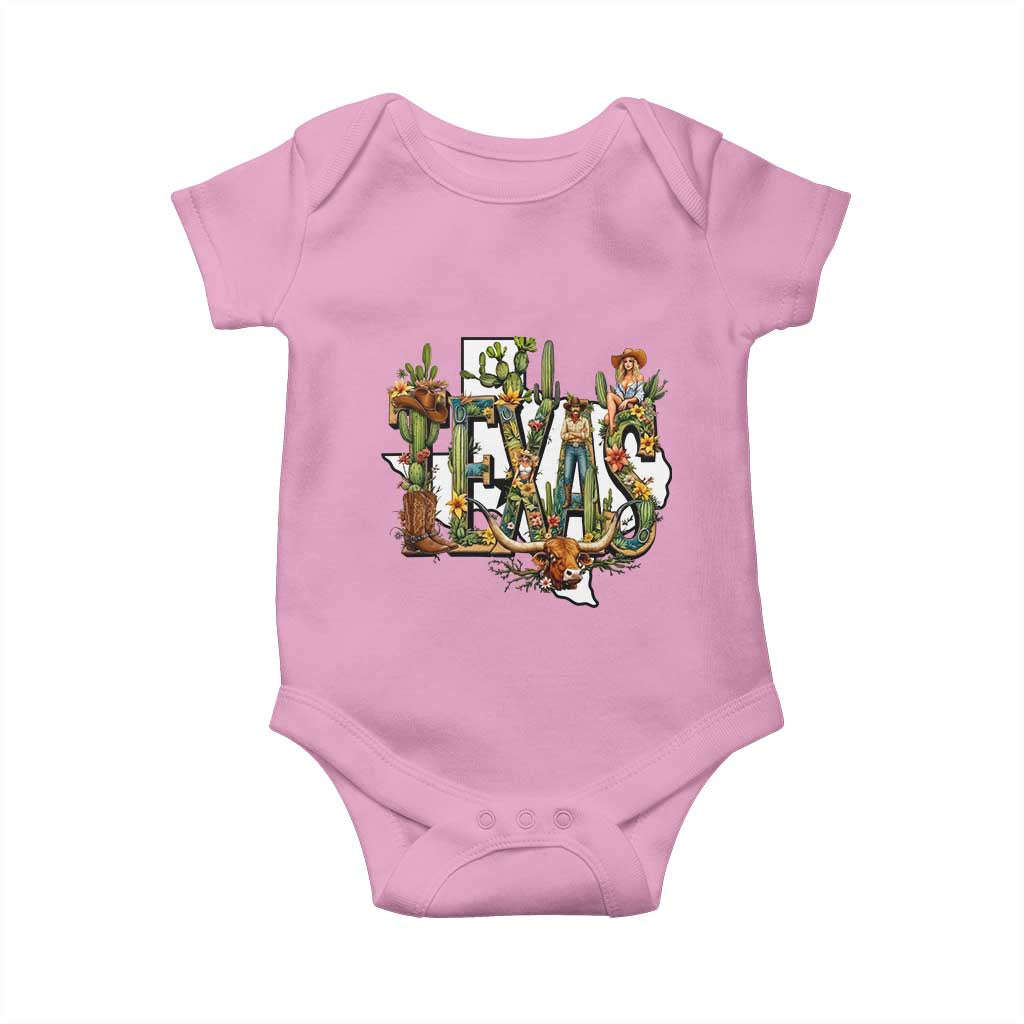 Texas Cowboy And Cowgirl Baby Onesie Vintage Cactus Gift Idea TS12 Light Pink Print Your Wear