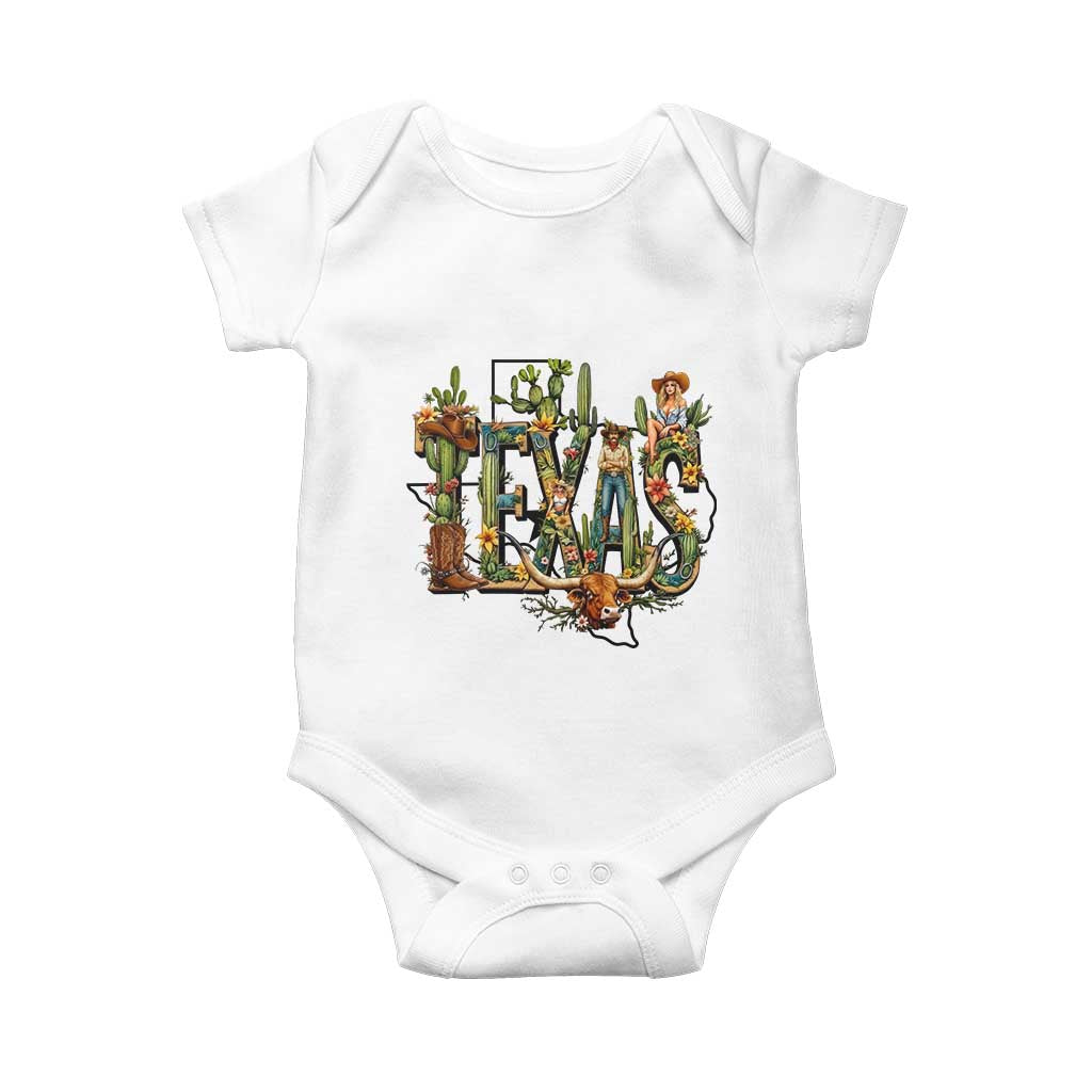 Texas Cowboy And Cowgirl Baby Onesie Vintage Cactus Gift Idea TS12 White Print Your Wear