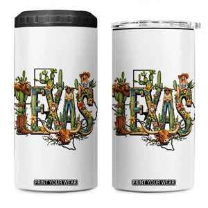 Texas Cowboy And Cowgirl 4 in 1 Can Cooler Tumbler Vintage Cactus Gift Idea TS12 One Size: 16 oz White Print Your Wear