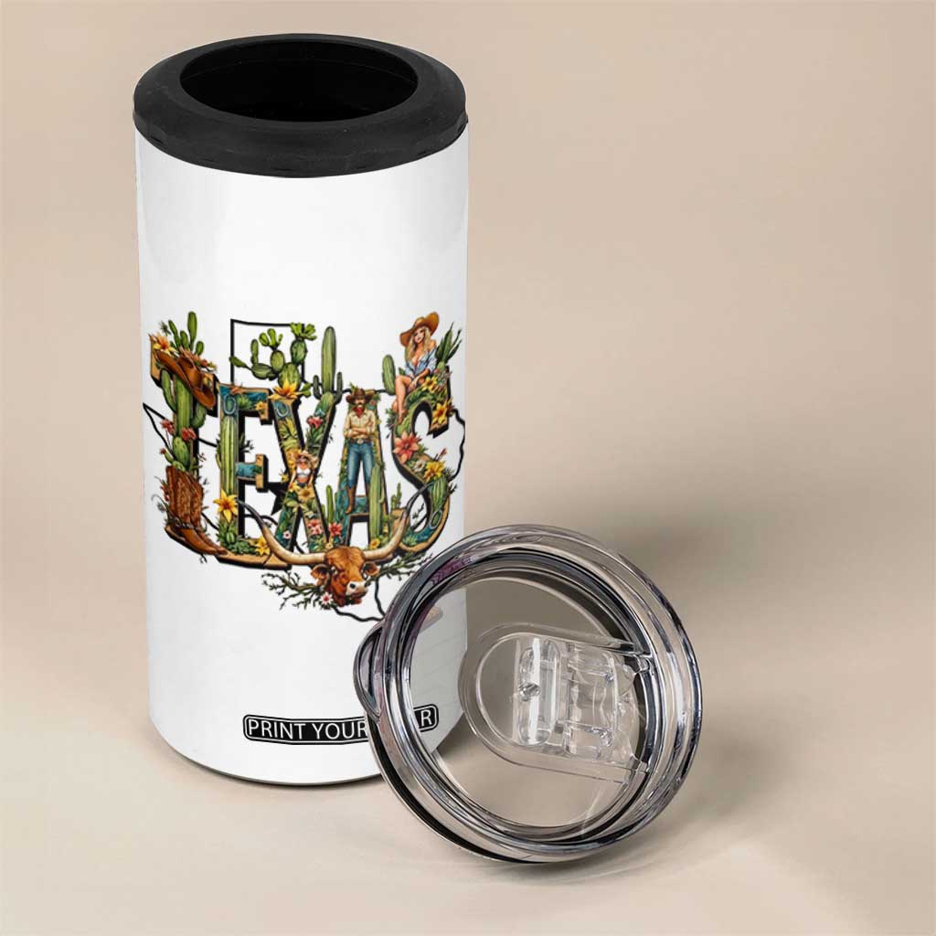 Texas Cowboy And Cowgirl 4 in 1 Can Cooler Tumbler Vintage Cactus Gift Idea TS12 Print Your Wear