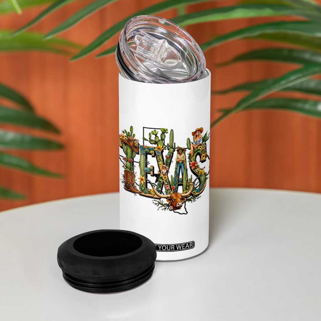 Texas Cowboy And Cowgirl 4 in 1 Can Cooler Tumbler Vintage Cactus Gift Idea TS12 Print Your Wear