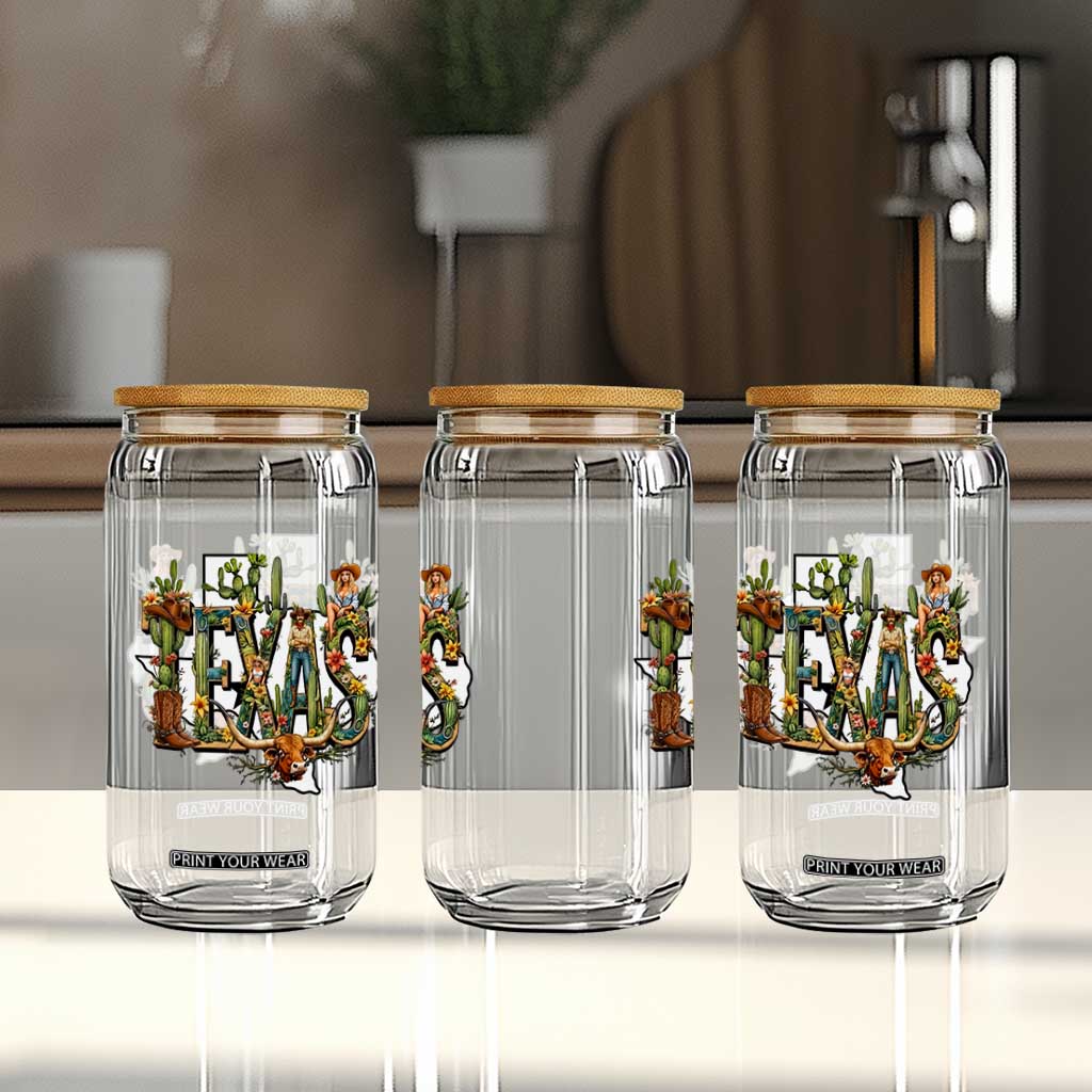 Texas Cowboy And Cowgirl Glass Can Vintage Cactus Gift Idea TS12 Print Your Wear