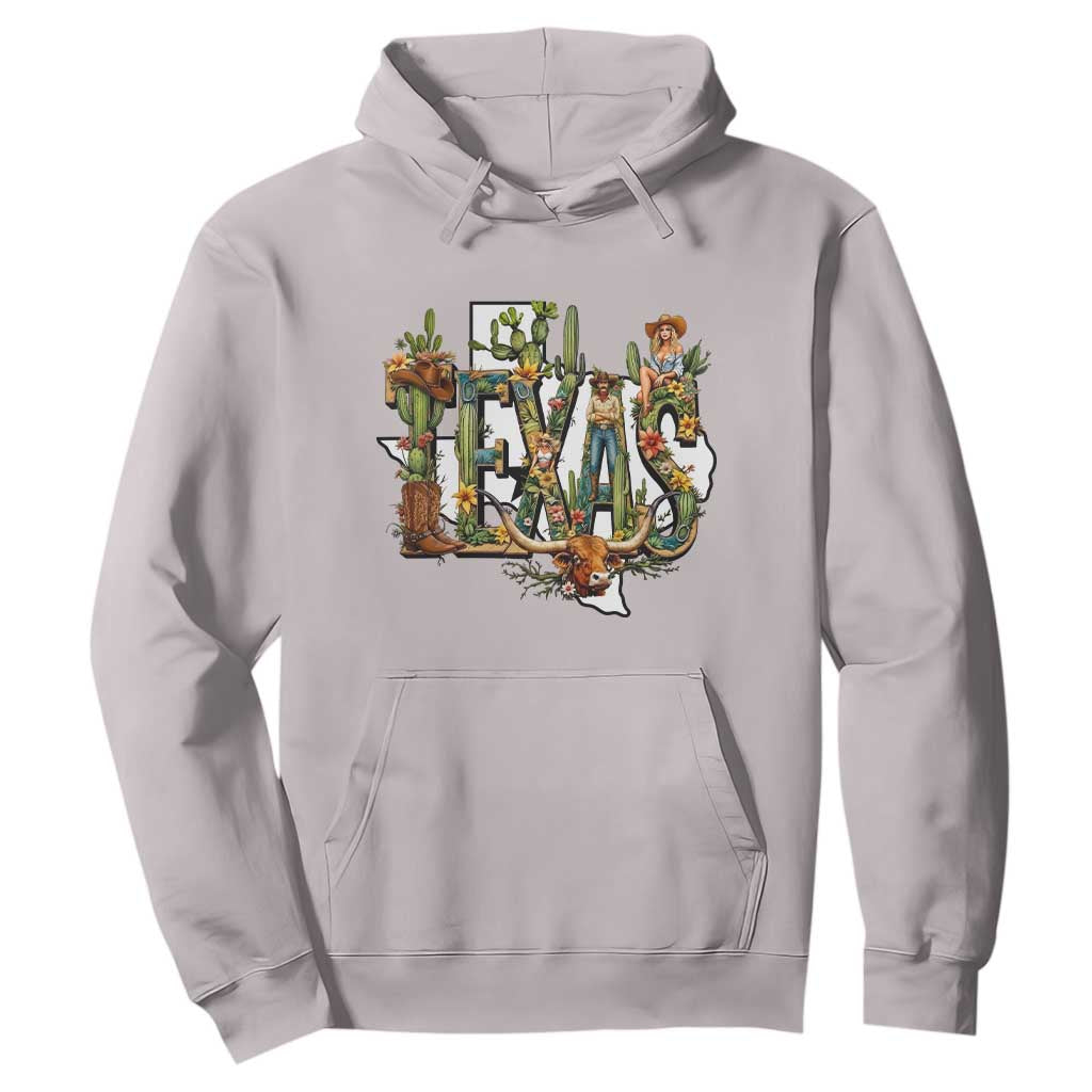 Texas Cowboy And Cowgirl Hoodie Vintage Cactus Gift Idea TS12 Ice Gray Print Your Wear