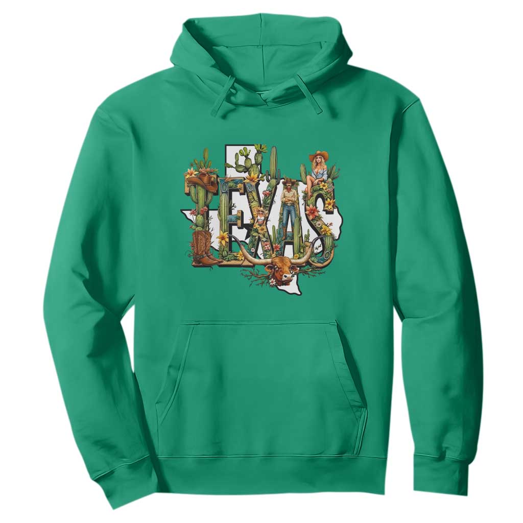 Texas Cowboy And Cowgirl Hoodie Vintage Cactus Gift Idea TS12 Irish Green Print Your Wear