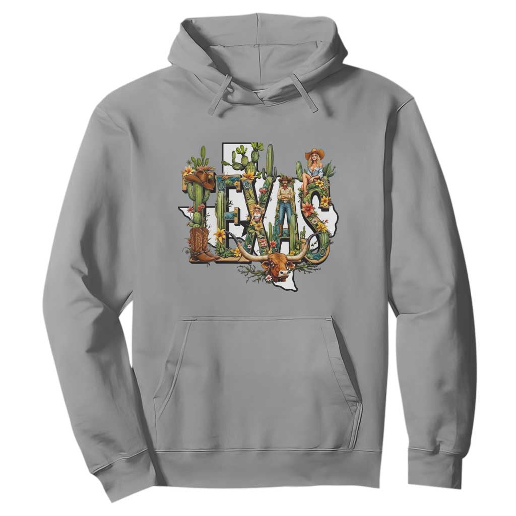 Texas Cowboy And Cowgirl Hoodie Vintage Cactus Gift Idea TS12 Sport Gray Print Your Wear