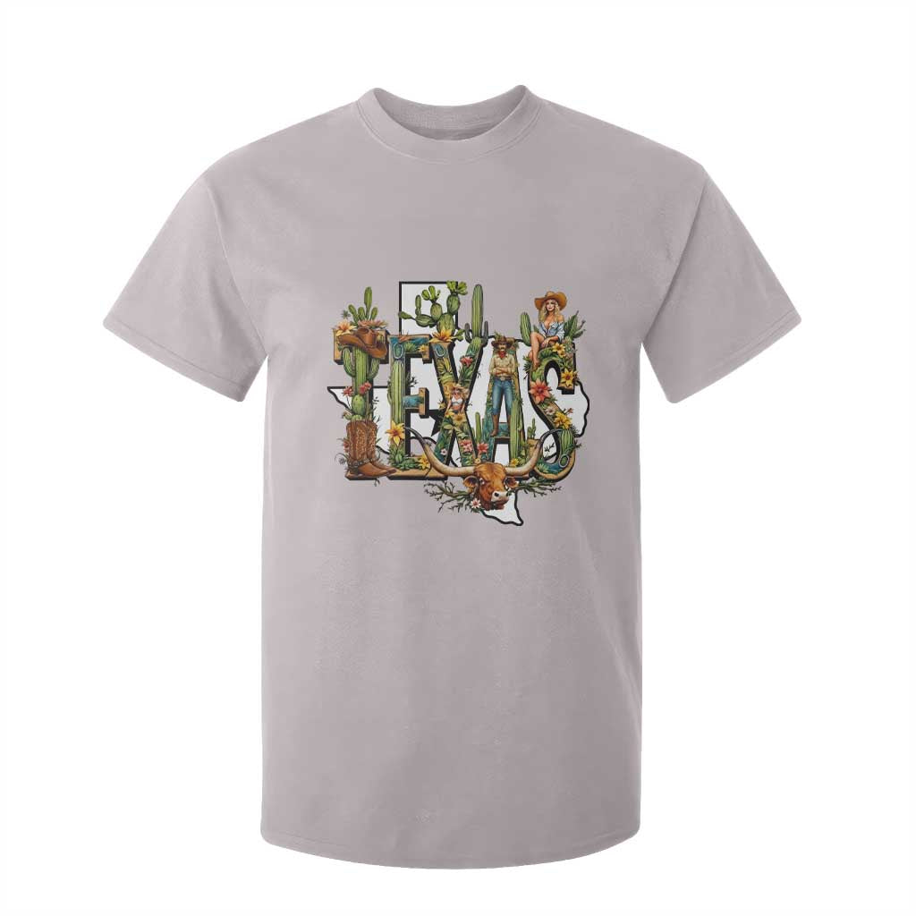 Texas Cowboy And Cowgirl T Shirt For Kid Vintage Cactus Gift Idea TS12 Ice Gray Print Your Wear