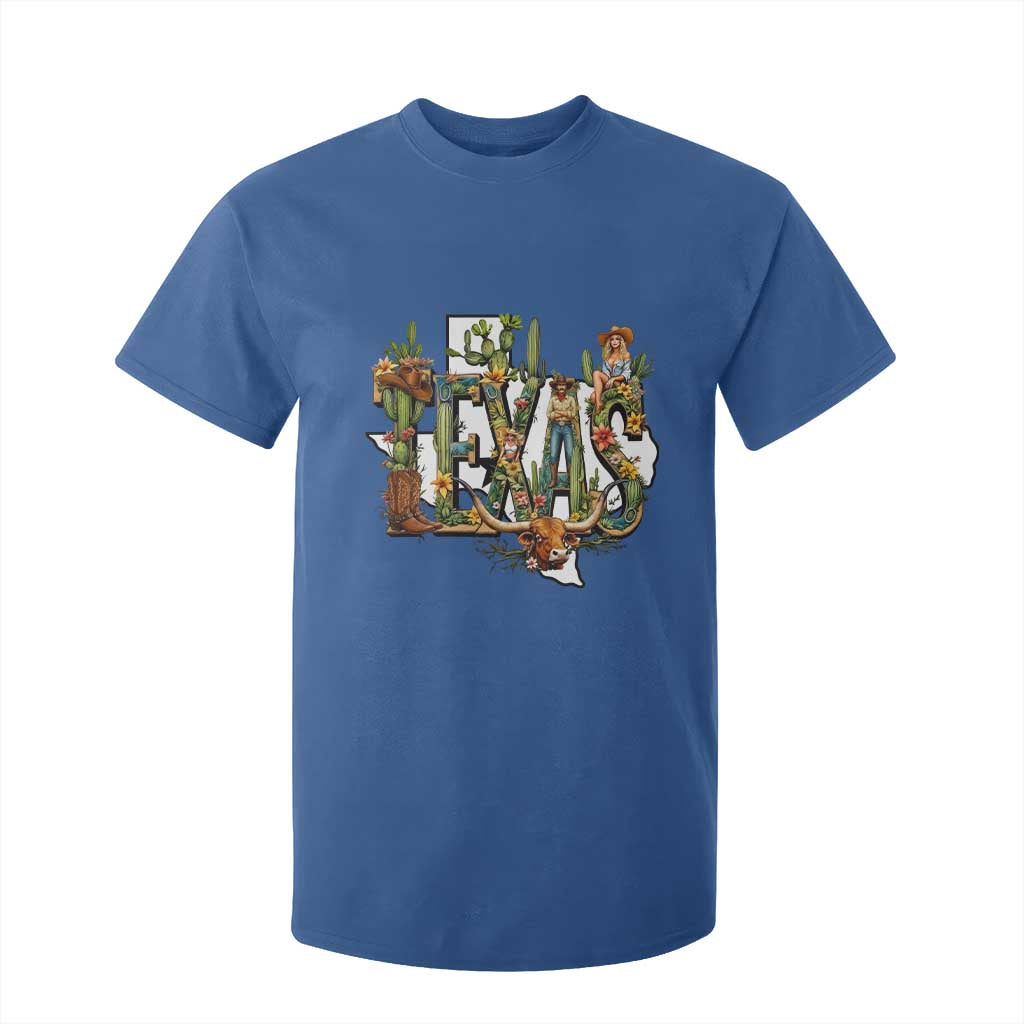 Texas Cowboy And Cowgirl T Shirt For Kid Vintage Cactus Gift Idea TS12 Royal Blue Print Your Wear