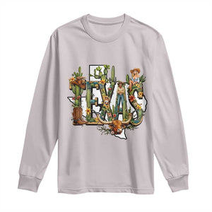 Texas Cowboy And Cowgirl Long Sleeve Shirt Vintage Cactus Gift Idea TS12 Ice Gray Print Your Wear