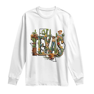 Texas Cowboy And Cowgirl Long Sleeve Shirt Vintage Cactus Gift Idea TS12 White Print Your Wear