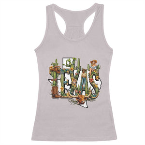 Texas Cowboy And Cowgirl Racerback Tank Top Vintage Cactus Gift Idea TS12 Ice Gray Print Your Wear
