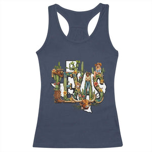 Texas Cowboy And Cowgirl Racerback Tank Top Vintage Cactus Gift Idea TS12 Navy Print Your Wear
