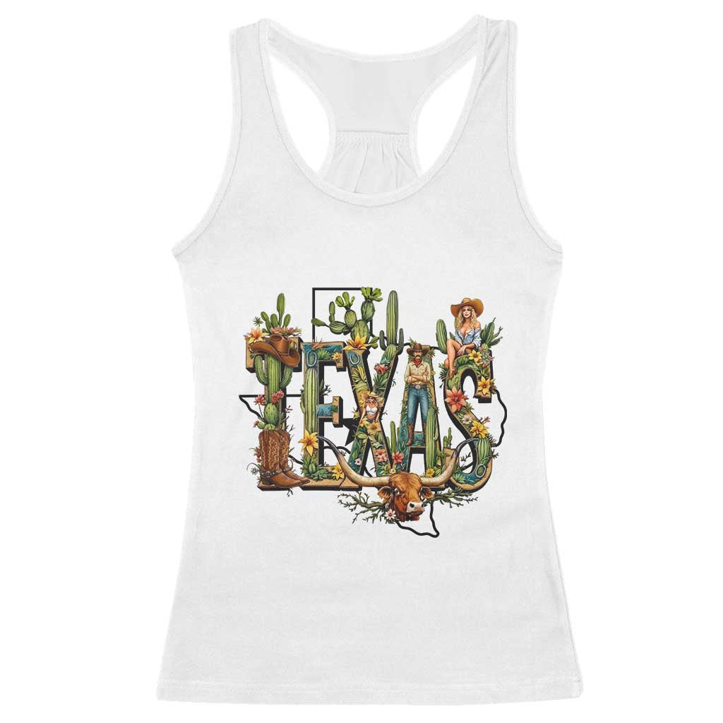 Texas Cowboy And Cowgirl Racerback Tank Top Vintage Cactus Gift Idea TS12 White Print Your Wear