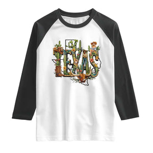 Texas Cowboy And Cowgirl Raglan Shirt Vintage Cactus Gift Idea TS12 White Black Print Your Wear