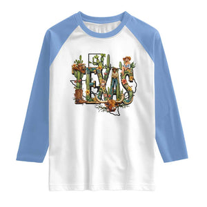 Texas Cowboy And Cowgirl Raglan Shirt Vintage Cactus Gift Idea TS12 White Carolina Blue Print Your Wear