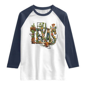 Texas Cowboy And Cowgirl Raglan Shirt Vintage Cactus Gift Idea TS12 White Navy Print Your Wear