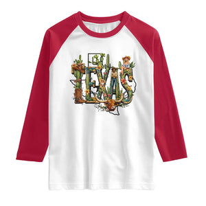 Texas Cowboy And Cowgirl Raglan Shirt Vintage Cactus Gift Idea TS12 White Red Print Your Wear