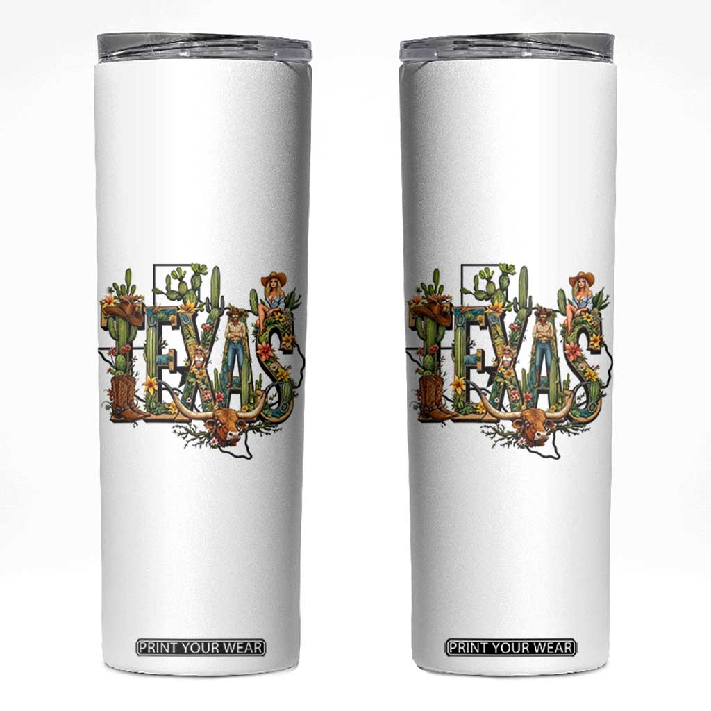 Texas Cowboy And Cowgirl Skinny Tumbler Vintage Cactus Gift Idea TS12 White Print Your Wear